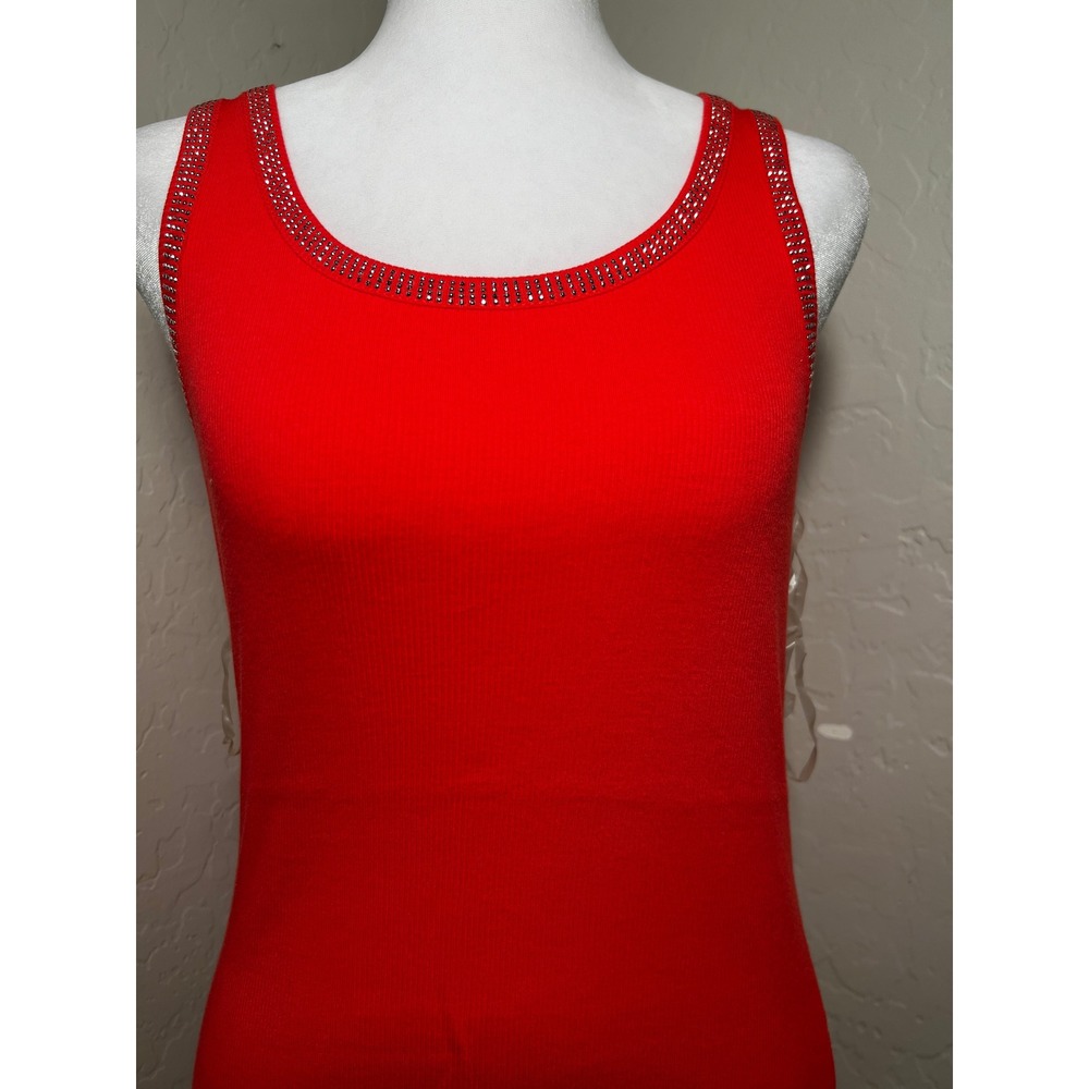 Jeans by Buffalo Red Ribbed Studded Scoop Neck Tank Top NWT Size M